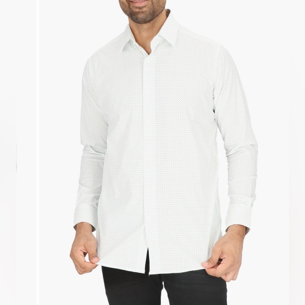Scotch & Soda Men's Modern Fit Dot Print Dress Shirt Size 15.5